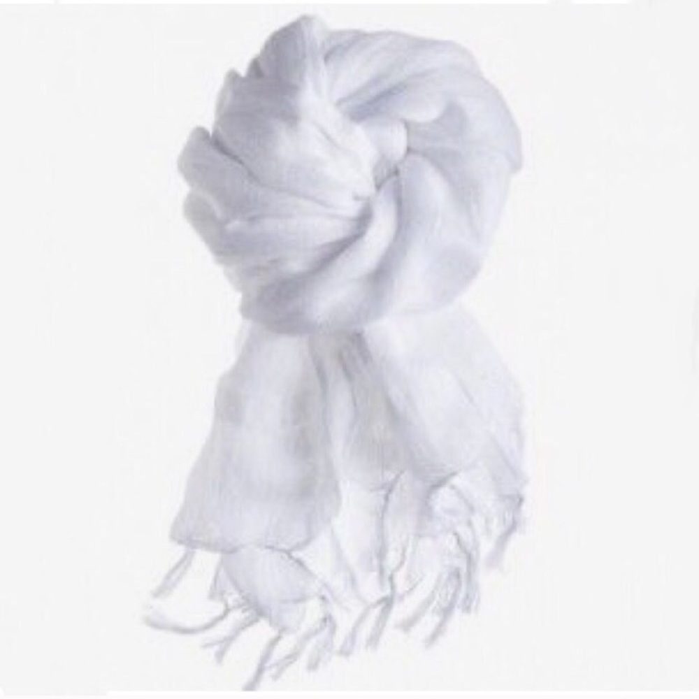 Lightweight White Tassel Scarf